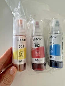 epson 502 wkład atramentowy butelki ekotank purpurowy cyjan żółty zapieczętowany nowy 2022 2024 - Zdjęcie 1 z 7
