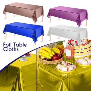 Rectangle Large Party Tablecloth Foil Birthday Wipe Clean Disposable Table Cover - Picture 1 of 21
