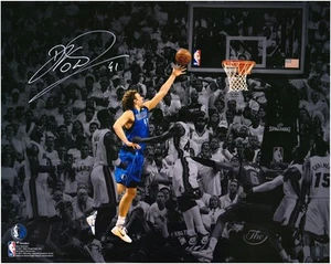 Dirk Nowitzki Mavericks Signd 16x20 Game Win Shot vs Miami Heat Spotlight Photo - Picture 1 of 1