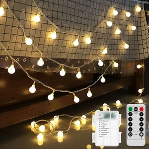 Battery Operated LED Globe String Lights 2-Pack Total 52FT Warm White/2-Pack - Picture 1 of 7