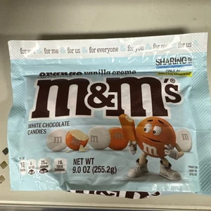 M&Ms 9 OZ (255.2g) Shareable Bag Orange Vanilla Creme - Picture 1 of 2