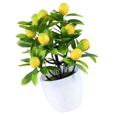 Mini Artificial Kitchen Lemon Plants Tree Potted Girl Faux Bonsai Indoor - Image 1 of 4