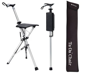 Silla Ta-Da STEP2GOLD Bastón Portátil, Bastón con Asiento Plegable - 34.6"- NEGRO - Imagen 1 de 12