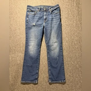 American Eagle jeans mens 34x30 blue Original Bootcut flex stretch distressed - Picture 1 of 13