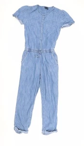Gap Girls Blue Denim Jumpsuit L Short Sleeve Elastic Waist - Picture 1 of 12