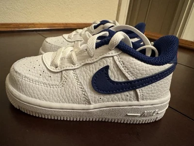 Nike Air Force 1 Cuero Blanco Azul Real TD Niño Pequeño Talla 7C Tenis CZ1691-101 Foto 1 de 4