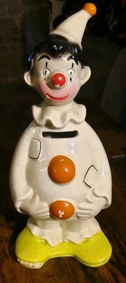 Vintage Ellgreave England Clown Money Box Pottery Coin Bank Go Go Retro - Image 1 of 4