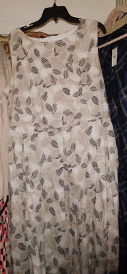 NWT 20W BEIGE PRINT SLEEVELESS DRESS FIT AND FLARE ANNE KLEIN 98% COTTON Foto 1 de 4