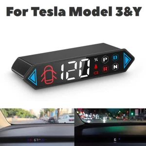 For Tesla Head Up Display OBD Gauge Battery Power Display Seat Belt Indicator T5 - Picture 1 of 12
