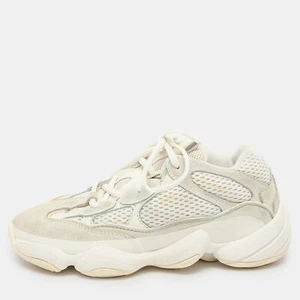 Yeezy x Adidas Cream Mesh and Suede Yeezy 500 'Bone White' Low Top Sneakers - Picture 1 of 9