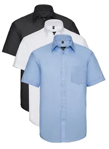 Russell Collection 957M Non-Iron Cotton Short Sleeve Button Collar Shirt - Picture 1 of 7