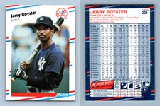 Jerry Royster - Yankees #221 Fleer 1988 Baseball Trading Card