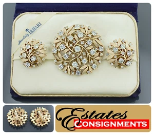 Set Spilla e Orecchini Corona Vintage con Scatola/Borsa - Foto 1 di 10
