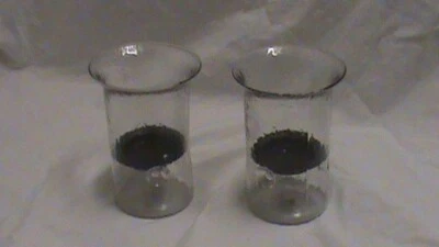 PIER ONE LARGE CLEAR BUBBLE ROUND GLASS CANDLE HOLDER, PAIR, G, E24 - Image 1 of 4