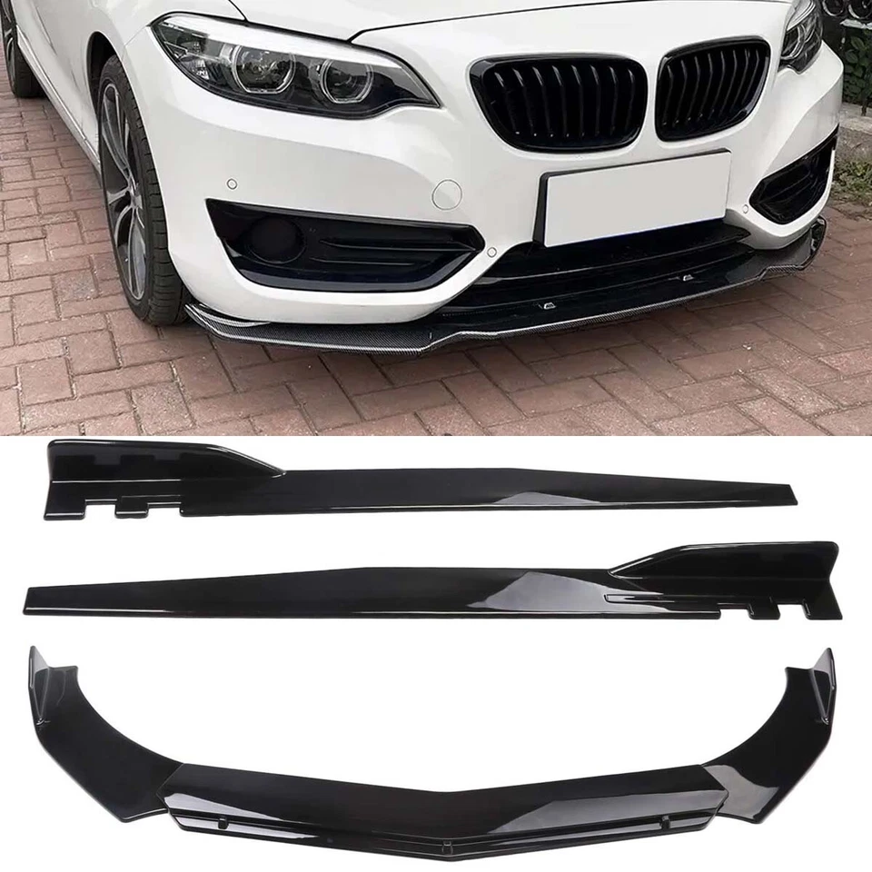 BETTERTIME11 Front Bumper Splitter Spoiler+Side Skirts For BMW 2 Series F22 F23 F87 2012-2021