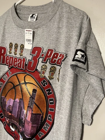 NWT Vintage Chicago Bulls 1998 NBA Champions Repeat 3-Peat Starter T Shirt L Cover
