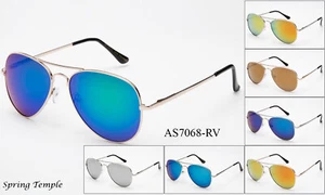 Class Aviator Sunglasses Vintage Colorful Men Women Metal Spring Frame UV 100% - Picture 1 of 18