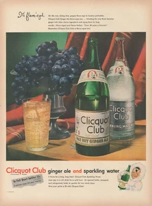 1948 Clicquot Club Soda Ginger Ale Sparking Water Full Quart Bottle Print Ad - Picture 1 of 1