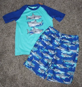 NWT TCP Sport Children's Place XL (14) Swim Suit Trunks Rash Guard Sharks - Picture 1 of 3