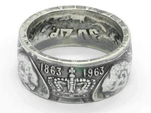 Münzring Griechenland 30 Drachmen Könige 1963 Silber 835er Größe 58 bis 74 Ring - Picture 1 of 5