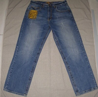 Request Jeans 36x34 Loose Denim Embroidered Pockets Spellout - Image 1 of 4