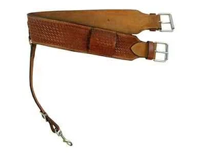 GENUINE LEATHER REAR TOOLED WESTERN TACK CINCH GIRTH FLANK BILLET HORSE SADDLE. - Picture 1 of 3
