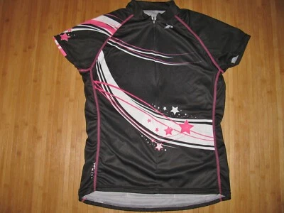 Womens PRIMAL Bike BICYCLE Cycle JERSEY Shirt 2XL XXL Poly BLACK WHITE and PINK - Image 1 of 3