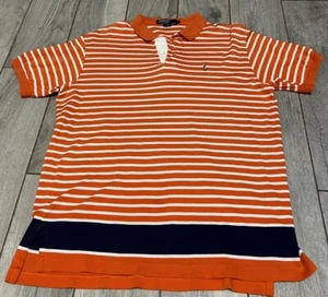 Vtg Polo Ralph Lauren Shirt Large Men Short Sleeve Orange Stripe Made in USA - Picture 1 of 7