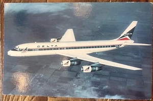 Delta Airlines DC-8 Fan jet Old Postcard  - Picture 1 of 2