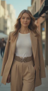 Mujeres Beige Desnudo Imitación Cuero Elástico Vacaciones Genial Cinturón X Hebilla de Metal Dorado S M - Imagen 1 de 24