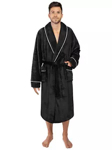 Men Warm Fleece Robe Microfiber Bathrobe Shawl Collar Long Spa Robe Sleepwear - Picture 1 of 49