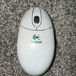 ๐ฅ๐ฅ Logitech M-RG45 White Handheld Portable Wireless Cordless Wheel Ball Mouse - Picture 1 of 6