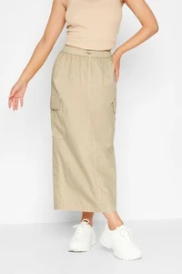 Petite Beige Parachute Maxi Skirt - Picture 1 of 8