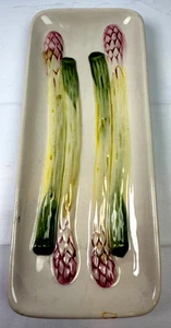 French Majolica Asparagus Platter Tray DE FAIRE France 7631 10" Hand-Painted - Picture 1 of 6