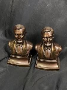 Par de sujetalibros "Bust of Lincoln" de Philadelphia Manufacturing Co, - Imagen 1 de 10