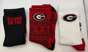 VICTORIAS SECRET PINK COLLEGIATE GEORGIA BULLDOGS ADULT SOCKS CREW NWOT SET OF 3 - Picture 1 of 3