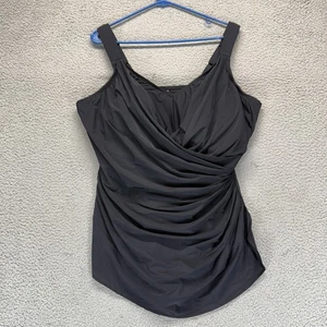 NWOT Lands End Slender Suit Black Womens 22W Plus Tummy Control Skirted Swimsuit - Picture 1 of 8