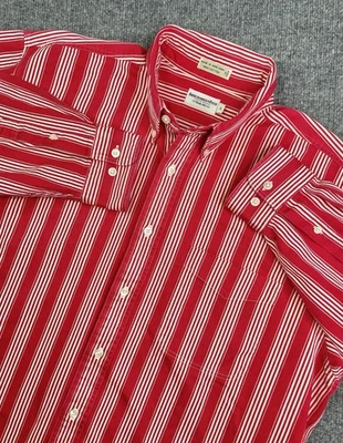 De colección Abercrombie & Fitch Para Hombre L Raya Roja Años 90 Botón Hong Kong Foto 1 de 4