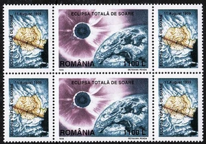 π ROMANIA 1999 TOTAL SOLAR ECLIPSE x2 MNH ASTRONOMY SPACE MAPS - Picture 1 of 1