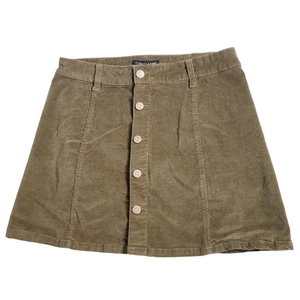 Celebrity Pink Olive Green Corduroy Mini Skirt Button Closure Women's 5 1529 - Picture 1 of 4