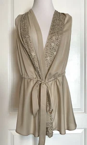 $295 ROBERT RODRIGUEZ Sleeveless Tunic Blouse Designer V-Neck Beaded Silk 8 - Picture 1 of 7