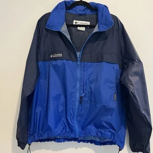 Vtg Men’s Columbia Windbreaker Sport Jacket XL Navy Blue Packable Hooded MINT - Picture 1 of 7