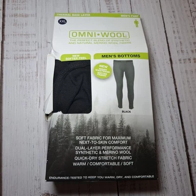 Omni Lana • Pantalones térmicos XXL de capa base de mezcla de lana de poliéster para hombre Foto 1 de 4