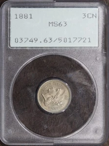 1881 (MS63) Three Cent Nickel 3CN PCGS Rattler - Picture 1 of 4