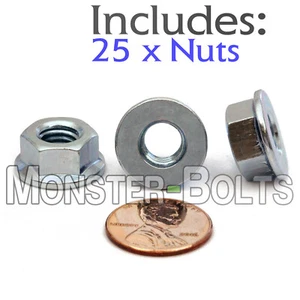 (25) M8-1.25 / 8mm - Zinc Hex Flange Nuts Metric Class 8, DIN 6923 RoHS CR+3 - Picture 1 of 3