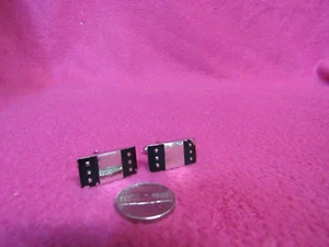 Gemelos rectangulares antiguos de punto lateral chapados en plata DB7 de colección - Imagen 1 de 4