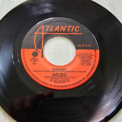 AC/DC - Danger / Back In Business - 1985 Excellent Condition Canadian Import 7" - Image 1 of 4