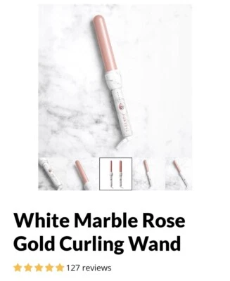 FoxyBae 1.25 White Marble Rose Gold Curling Wand Professional Ceramic Tourmaline - Image 1 of 3