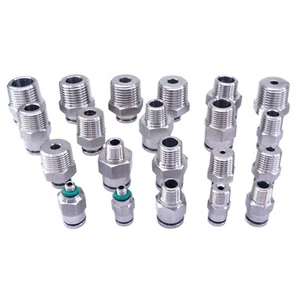 Fit Tube 4-16mm To Male Thread 304 Stainless Straight Pneumatic Pushfit Fitting - Picture 1 of 72