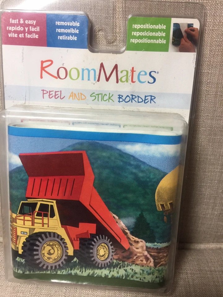 EN CONSTRUCCIÓN Pelar y Pegar PAPEL PINTADO BORDE Niños Camiones Volquete Dozer Decoración Foto 1 de 4